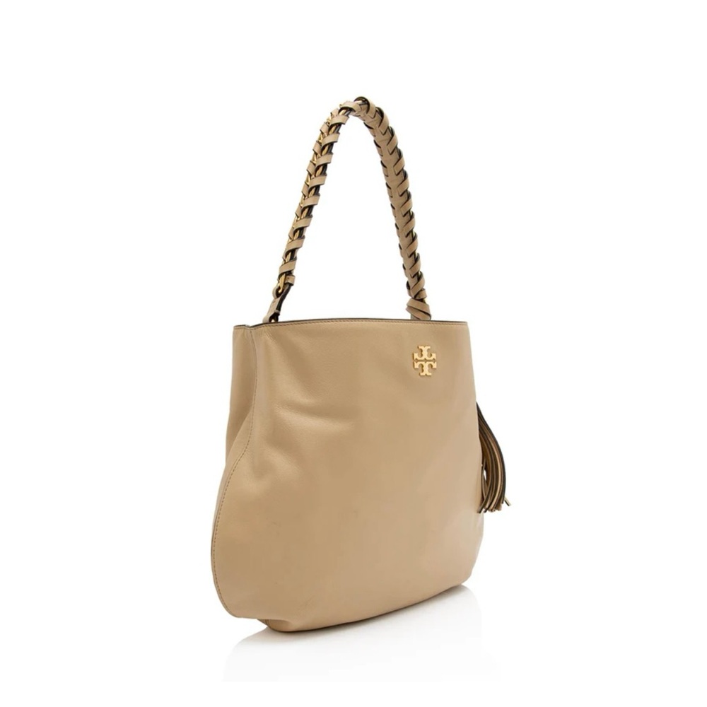 Tory Burch Tan Leather Shoulder Bag with Braided Strap